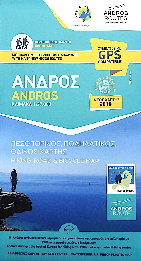 Wandelkaart van Andros